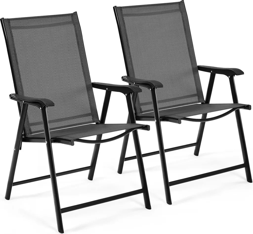 Yaheetech Tuinstoelen Set van 2 – Zwart – Opvouwbare Hoge Rug Stoelen 54 × 57 × 93,5 cm – Belastbaar tot 150 kg