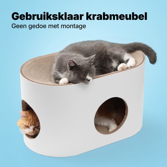 Jake and Jacky Krabkarton voor Katten - Kattenhuis Karton - Krabpaal Karton - Krabmand - Krabplank - Krabmeubel - Kartonnen Krabmat - Kattenmand - Kattenbed - 60x34x34cm