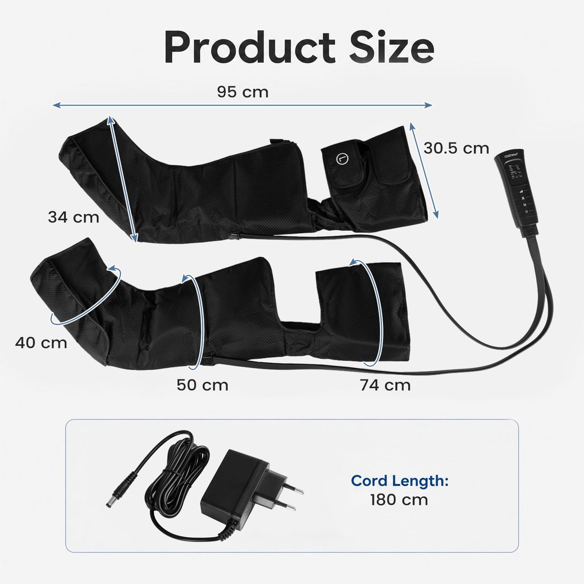 Coast Beenmassageapparaat - warmte en compressie - 6 massagemodi - zwart