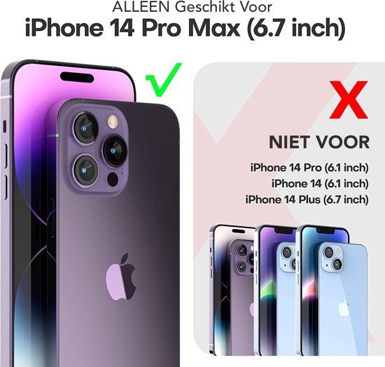 Podec Hoesje Transparant - Bundel met 2x Screenprotector + 2x Cameraprotector - Telefoonhoesje met Beschermglas - Case Doorzichtig - Geschikt voor iPhone 14 pro max