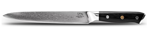 VDN Elegance Damaststaal Vleesmes 21 cm - Zwart Handvat