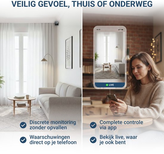 UPLY Spy Camera - Verborgen Camera - 64GB SD Kaart - Mini Camera Verborgen - Spycam - WiFi 1080P - Nachtzicht Bewegingsdetectie - Met App - Draadloos - Kleine Spionage Camera