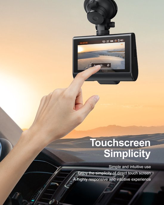 iZEEKER GD850 Dashcam voor auto - 4K & 1080P - Voor en Achter Camera - WiFi en GPS - 3'' IPS Touchscreen - Sony Sensor - Nachtzicht