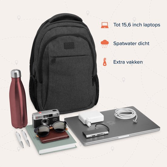 TRVLMORE Rugzak - 28L - 15,6 inch - Laptop Rugtas - Schooltas Laptoptas - Spatwaterdicht - Heren en Dames - Antraciet