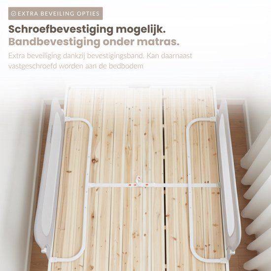 Babietec Bedhekje Verstelbaar Inklapbaar – Extra Lang 150cm – Bedrail – Boxspring – Uitvalbescherming – Bedrek - Donkergrijs