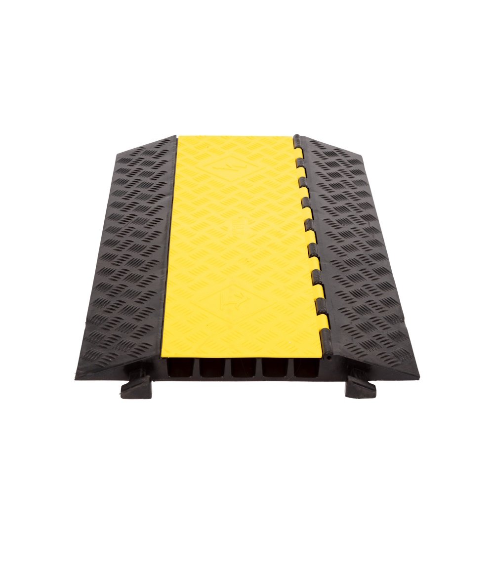 MAX Kabelbrug - 5 Kanalen - 35x35 mm - Rubberen Kabelbeschermer - Voor Voetgangers & Vrachtverkeer - Geel-Zwart