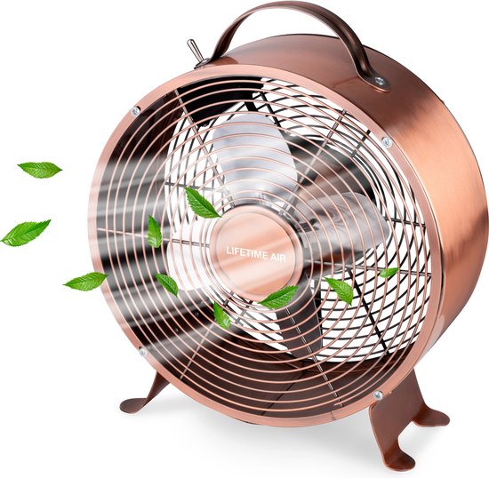 Lifetime Air Tafelventilator – 2 Snelheden – 20 W – 26 x 12 x 31 cm – Koper