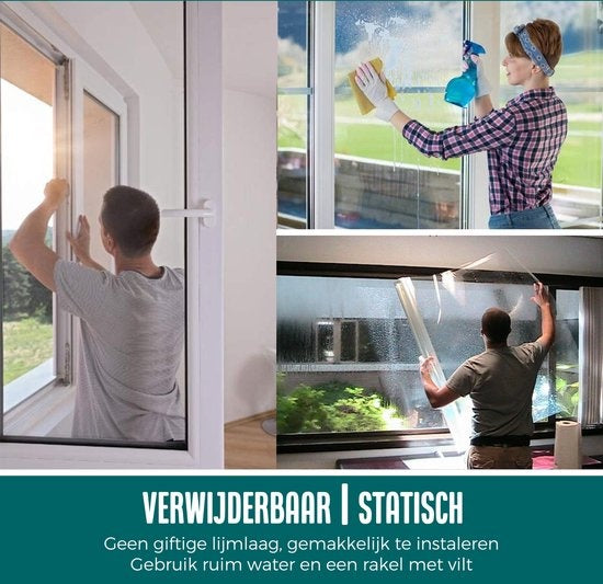 Homewell Raamfolie HR++ 120x300cm - 99% UV protectie - Statisch Zelfklevend - Isolerend - Transparant