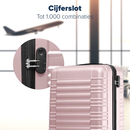 TRVLMORE Kofferset - 3 Delig - 38L Handbagage + 70L en 110L Ruimbagage - Lichtgewicht - Trolley - Reiskoffer Set - Roségoud