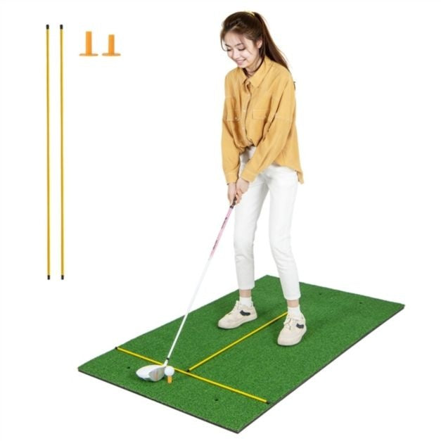 Coast Golf Oefenmat - 152 x 92 cm - Golf Oefenmat met 2 Golf Tees en 2 Alignment Sticks - 6 Voorgeboorde Tee Gaten voor Binnen/Outdoor Gebruik