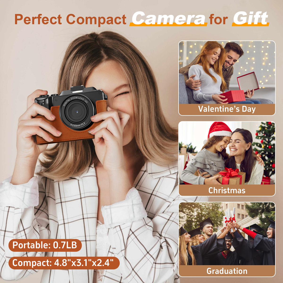 KOMERY X9 digitale 4K-camera - 64 MP - zwart