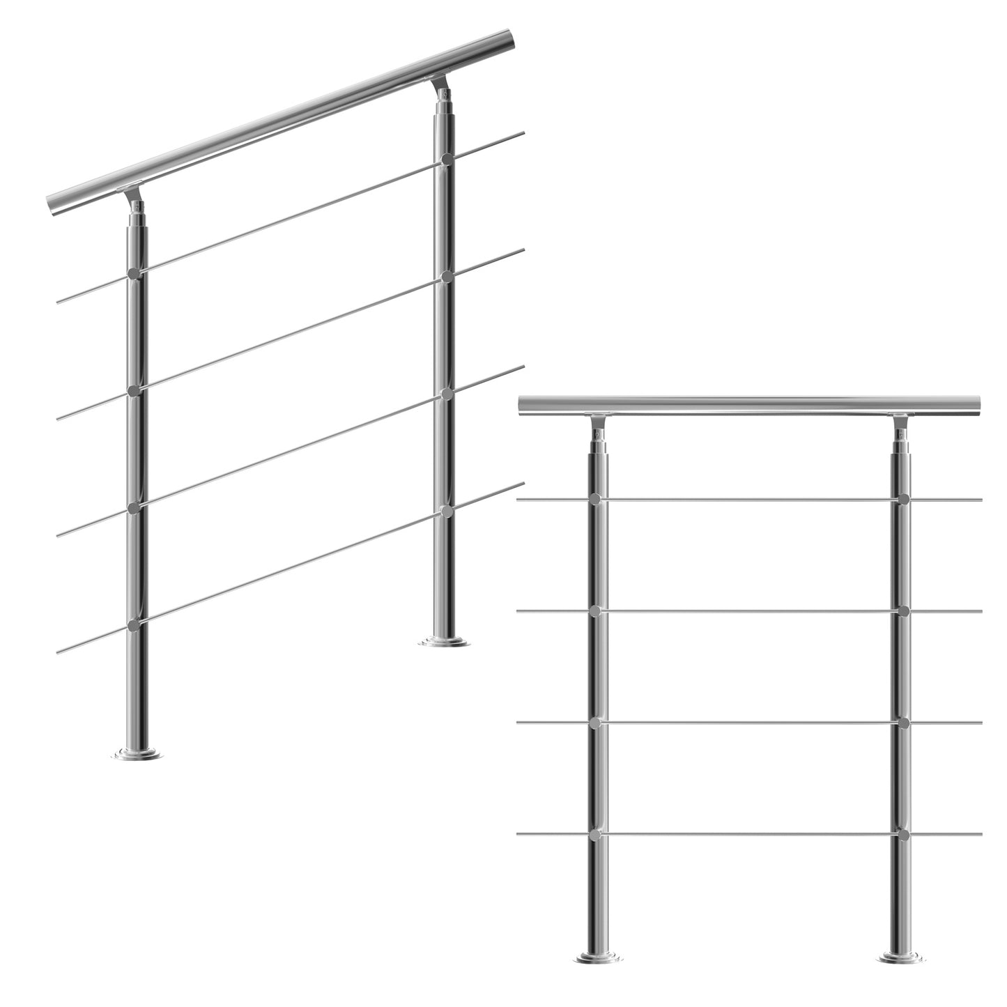 Monzana Trapleuning 100 cm - Met 4 Spijlen - Roestvrijstaal
