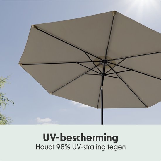 LifeGoods Parasol - Tuin - Ø346 cm - 30° Kantelbaar - Waterdicht - UPF50+ - Taupe