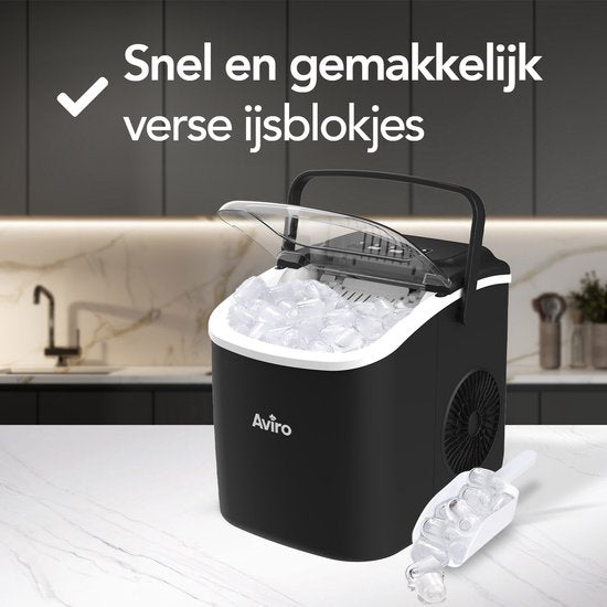 Infinity Goods IJsblokjesmachine - 1,3L - Met IJsschep - Zelfreinigingsfunctie - 12KG / 24U - 9 Blokjes / 6 Min - Zwart