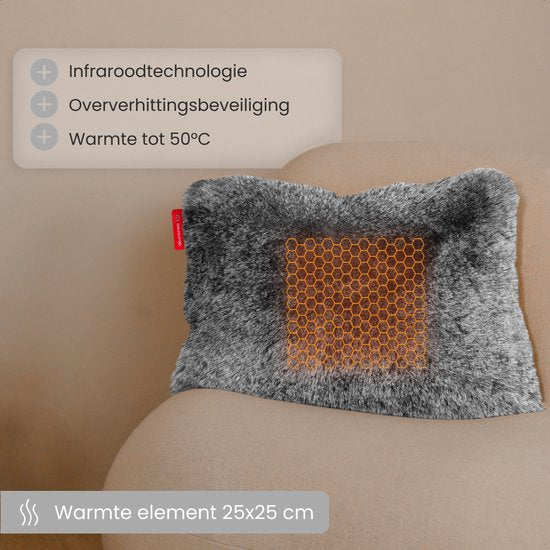 Auronic Infra rood  warmtekussen Teddy 45x60 cm - Grijs
