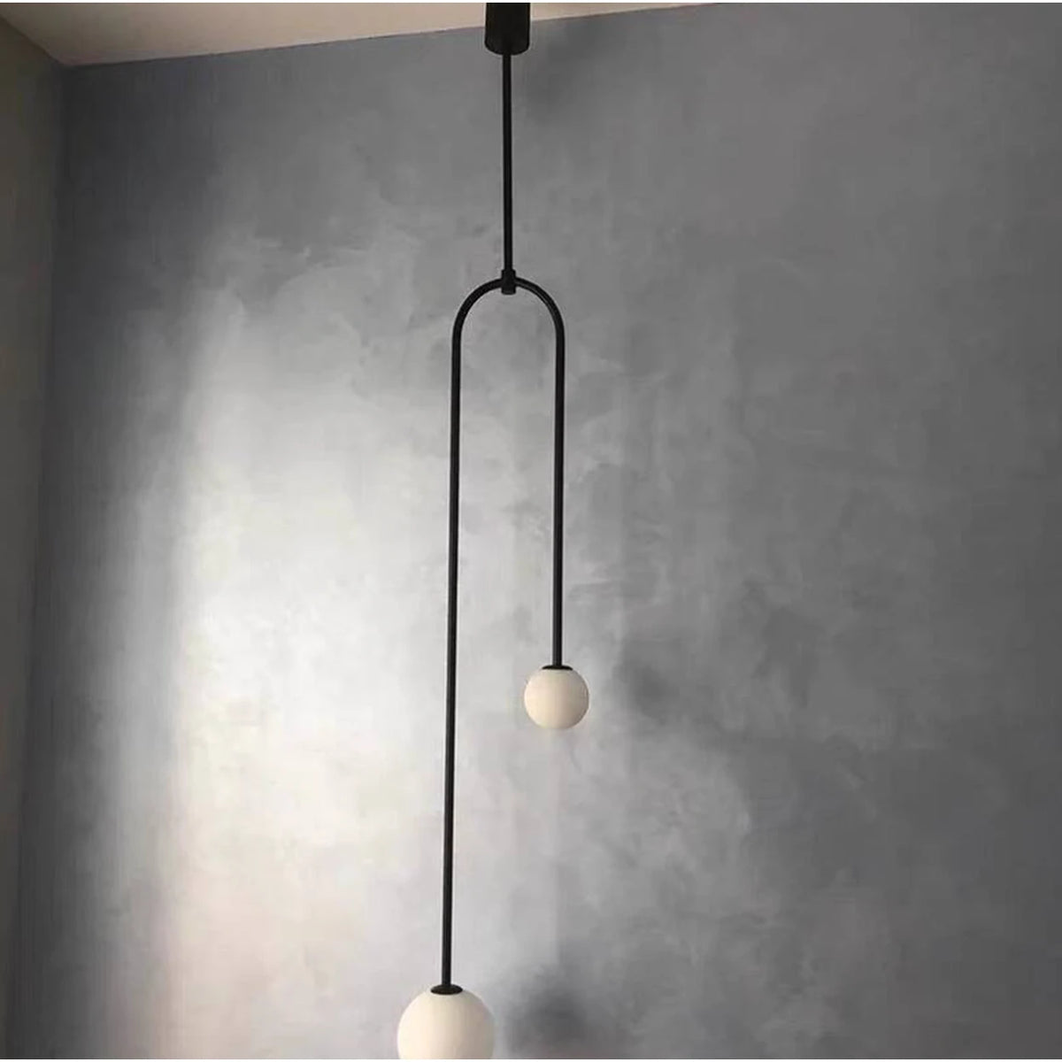 Homary Moderne Pendellamp Zwart met Glaskogel - 2-Lichts U-Vormig