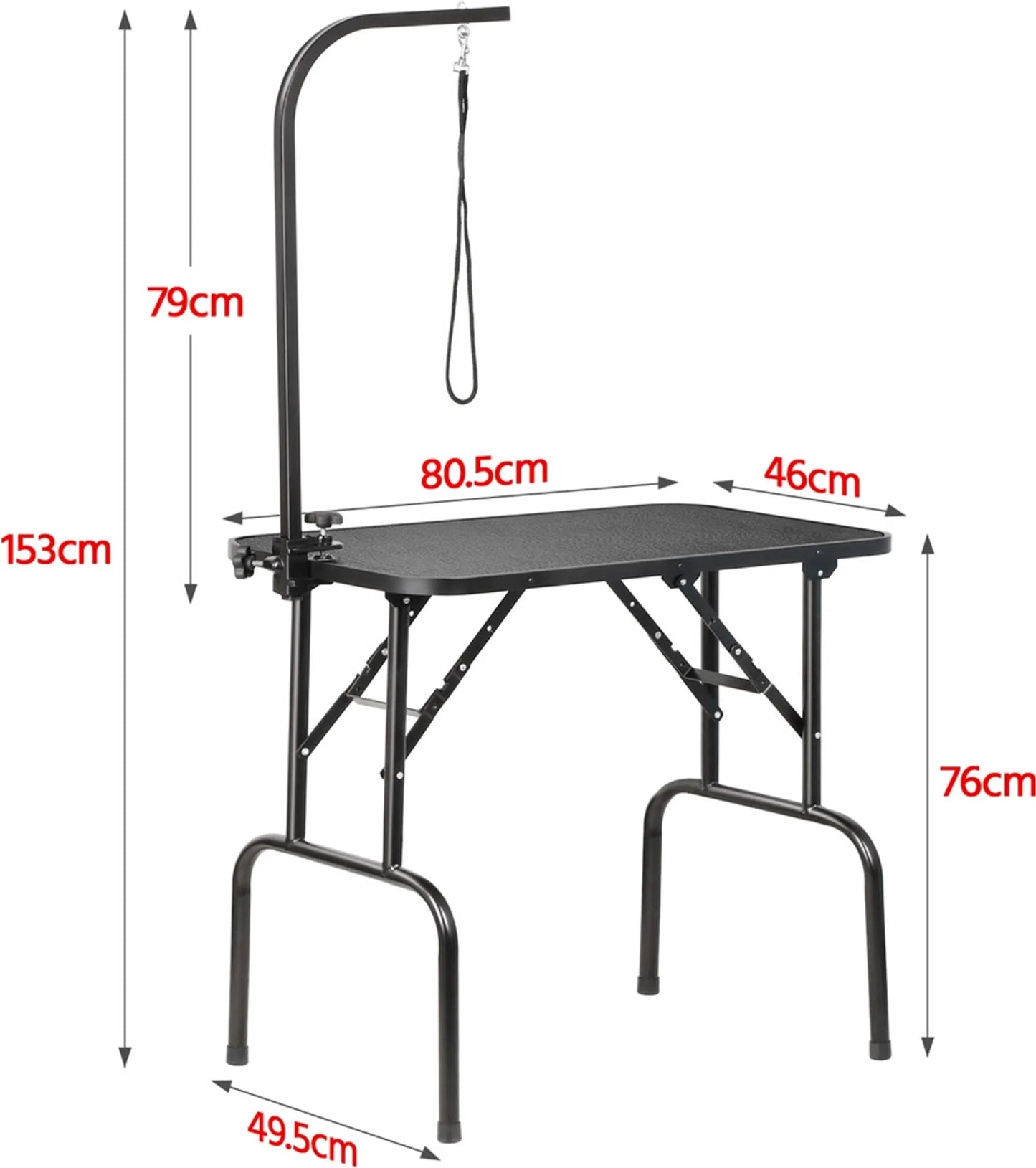 Yaheetech Trimtafel Opvouwbaar – Voorzien Van In Hoogte Verstelbare Standaard En Afneembare Draagband En Antislip Werkblad – Voor Honden En Katten – Zwart Metaal En PU-Leer – 80,5 x 46 x 76 cm