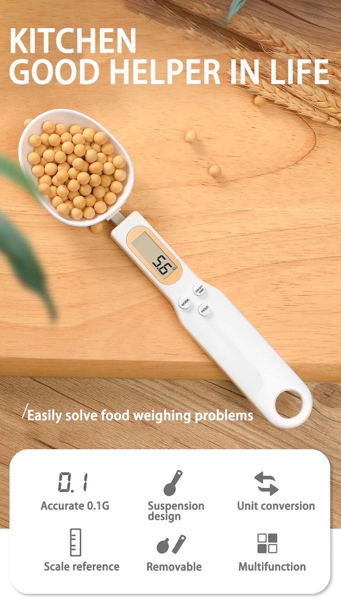 Garpex® Digitale Precisie Keukenweegschaal - Lepelweegschaal van 0.2gr tot 500gr – Weeglepel - Weegschaal – Maatlepel - Zwart