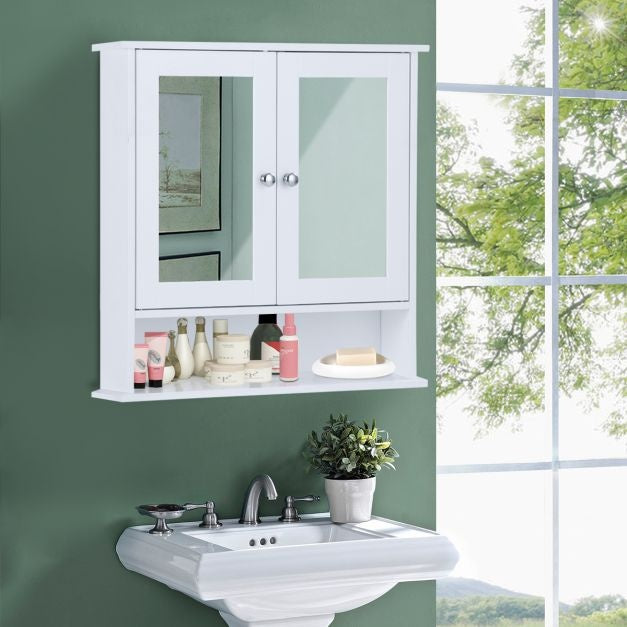 Coast Badkamerkast met spiegel & legplank - 58,5 x 56,5 x 13,5 cm - Wit