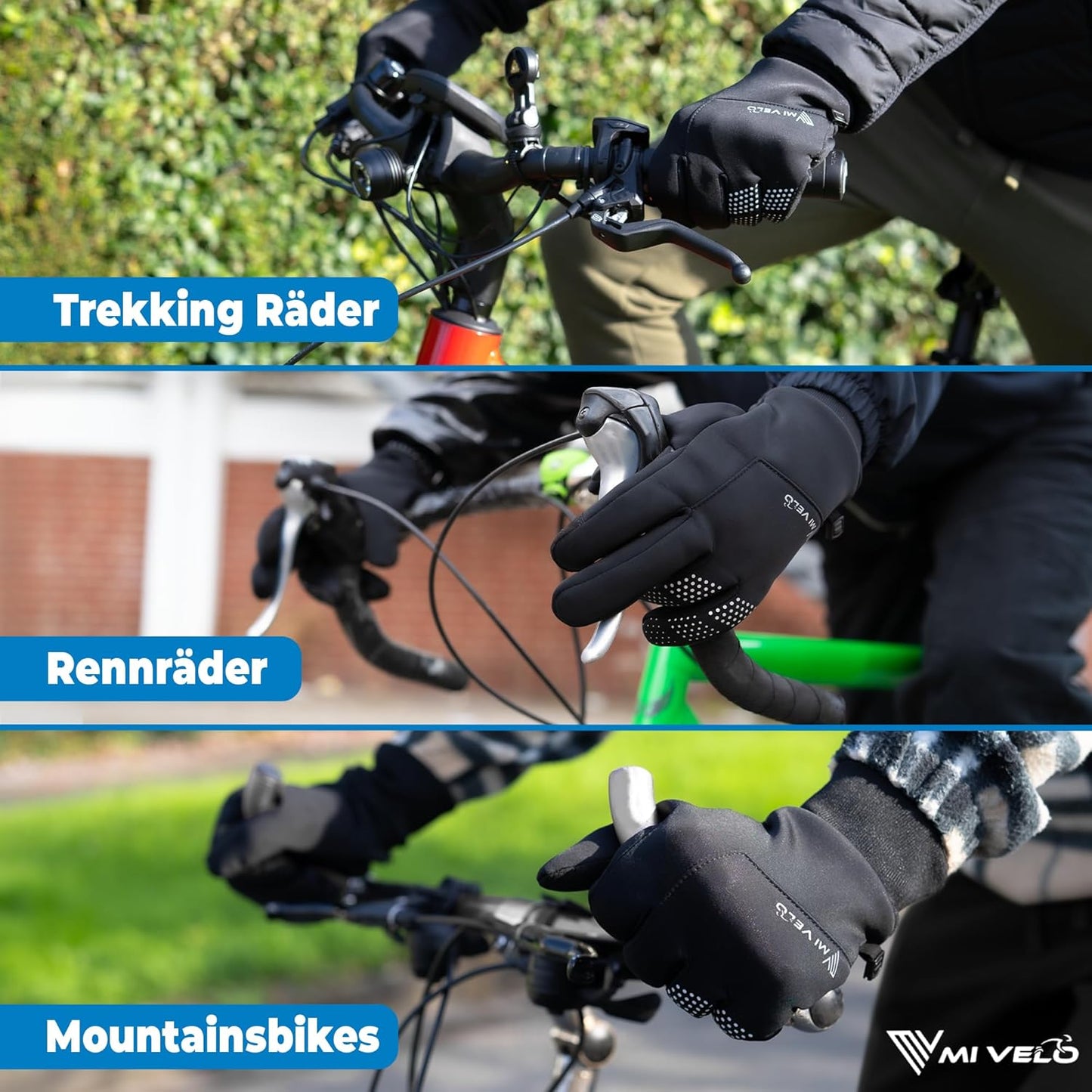MIVELO Fietshandschoenen VELORIDER - Wind- en Waterdicht - Werkt met Touchscreens - Zwart - Maat L