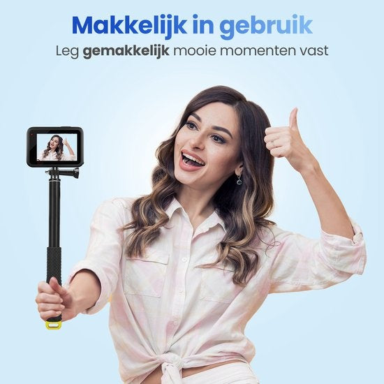 Garpex® Universele Selfiestick XL - Uitschuifbaar tot 95cm - Selfiestick - Geschikt voor diverse Actioncamera's - Selfiesticks - Waterproof - Groen