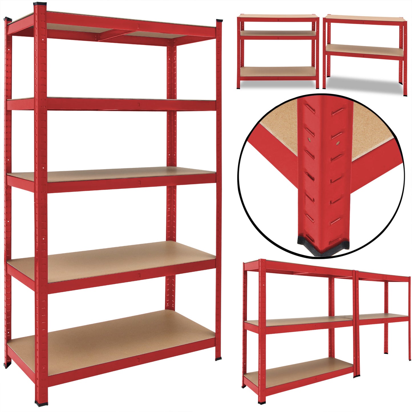 Monzana Stellingkast Metaal - incl. 5 MDF planken - tot 875kg \\u2013 Rood