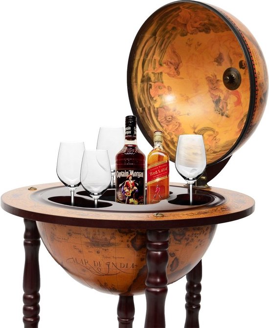 Costway - Wijnrek - Globebar - Wijnbar - Wereldbol bar - ⌀ 45 cm - Bruin