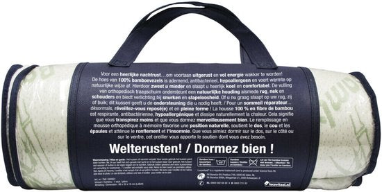 Lucovitaal Kingsize Bamboe Kussen - ademend - antibacterieel - hypoallergeen - 66cm x 50cm x 18cm