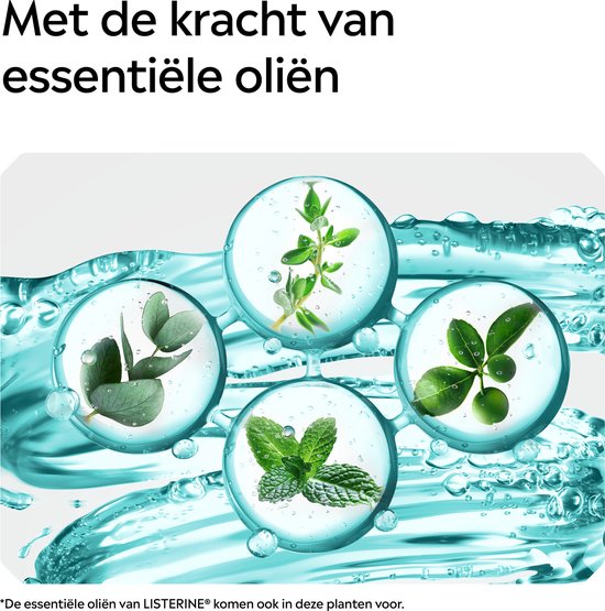 Listerine Cool Mint Mild Mondspoeling, Met Essentiële Oliën, Tegen Slechte Adem en Tandplak, Mild Muntsmaak, 1 L