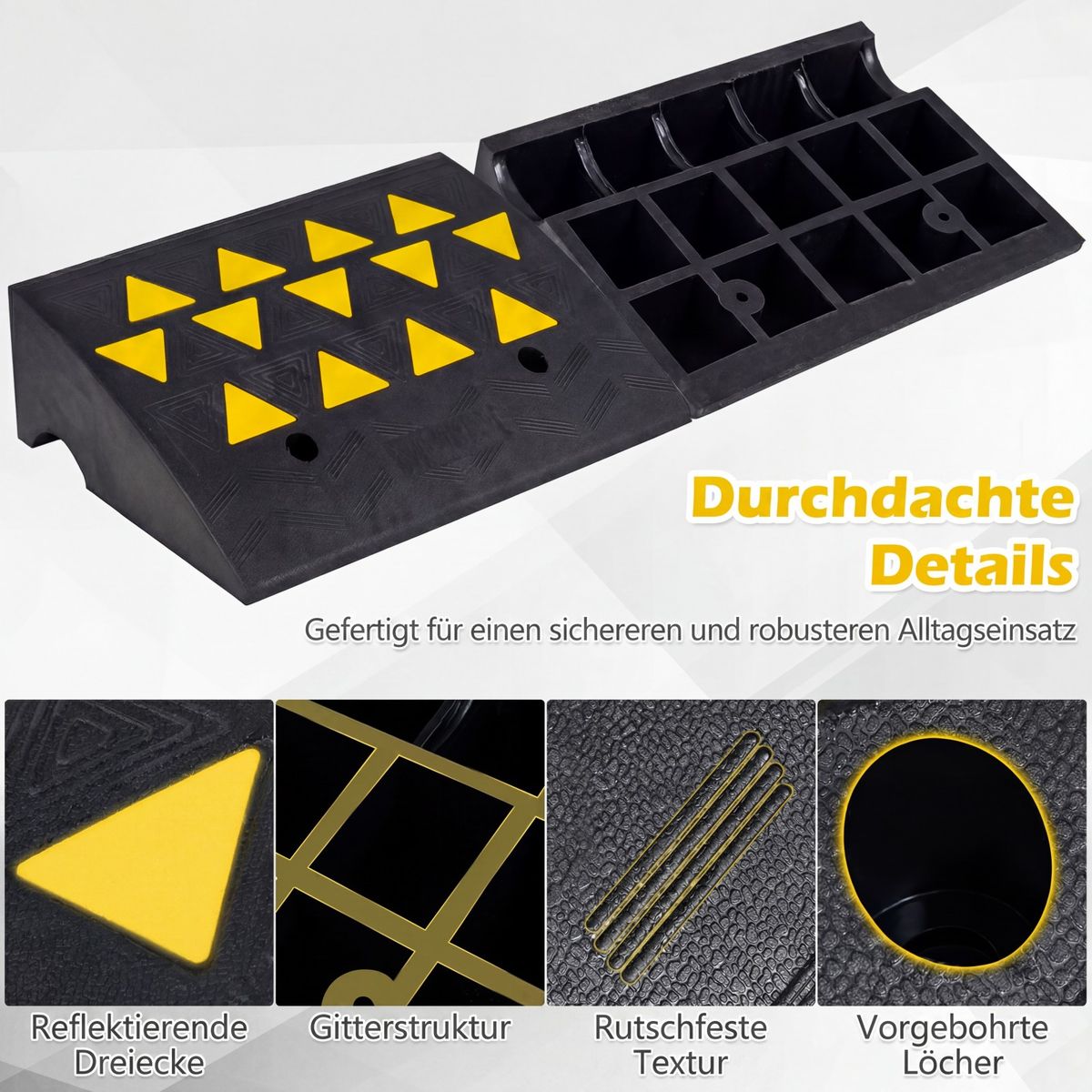 Coast Drempelhulpset - 15 ton draagkracht - antislip rubber - zwart/geel - 49 x 37 x 16 cm
