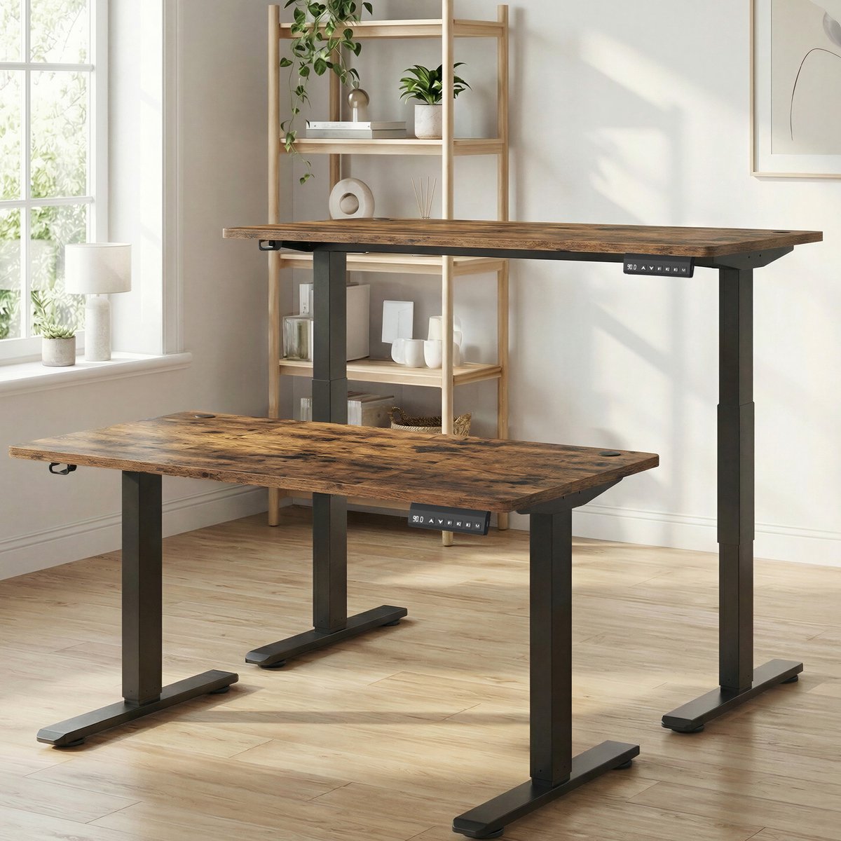 Ochama Elektrisch Zit-Sta Bureau 180 x 80 cm - Zwart-Bruin - 72-120 cm - Geheugenfunctie
