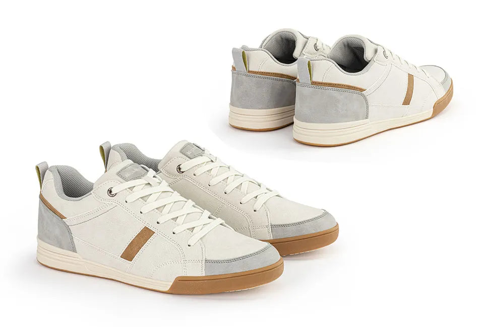 Milanoro Off White Low PU Leather Sneakers – Heren – Maat 42 – Stijlvol & Comfortabel – Vegan PU Leder