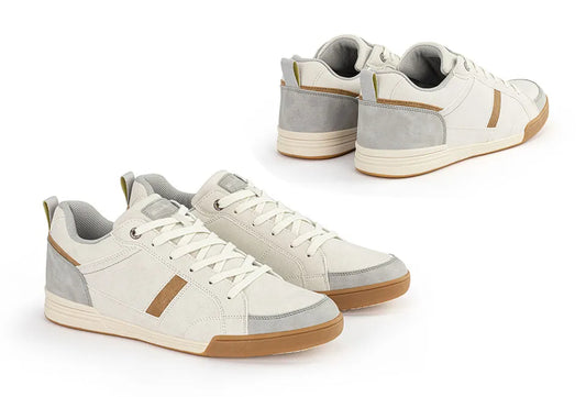 Milanoro Off White Low PU Leather Sneakers – Heren – Maat 42 – Stijlvol & Comfortabel – Vegan PU Leder