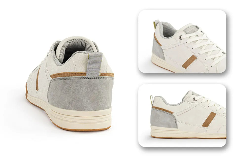 Milanoro Off White Low PU Leather Sneakers – Heren – Maat 42 – Stijlvol & Comfortabel – Vegan PU Leder