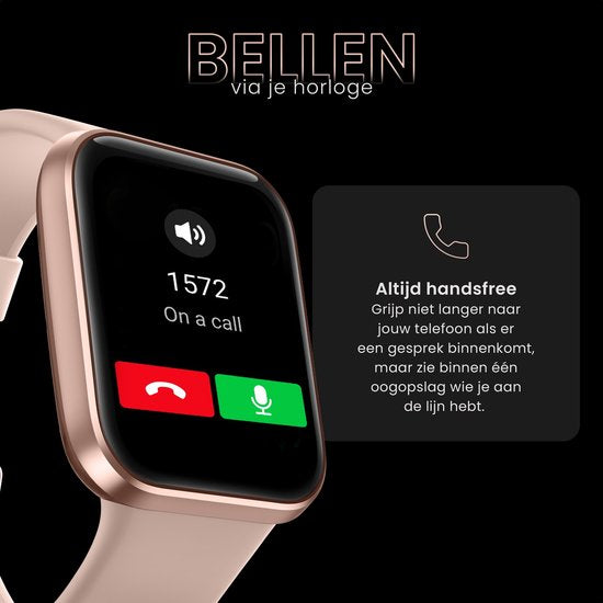 Maoo Maximize Smartwatch – Belfunctie - Hartslagmeter - Stappenteller - Multisport – Android & iOS – Roze