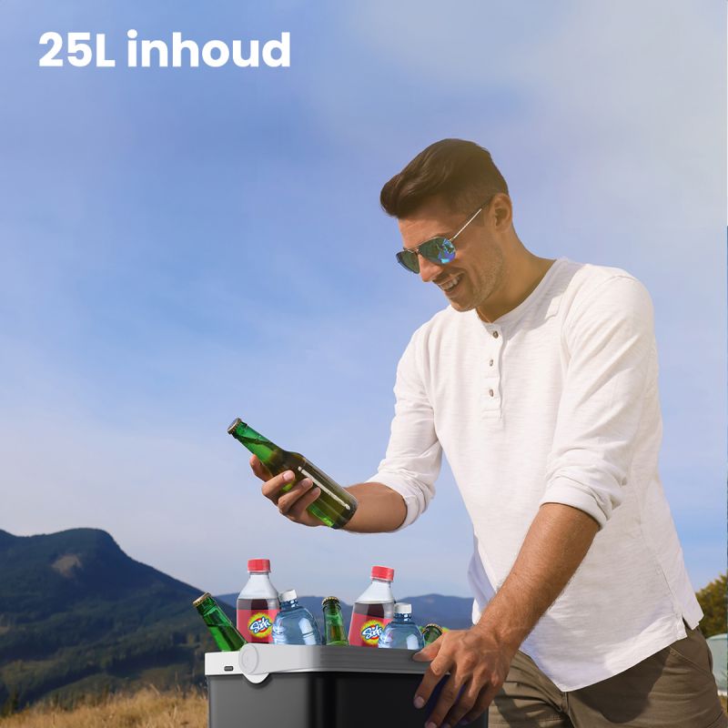 Auronic Elektrische Koelbox 25 Liter - Koelen en Verwarmen tot 65 °C - 12 V en 240 V - 44 x 32 x 44,7 cm - Zwart