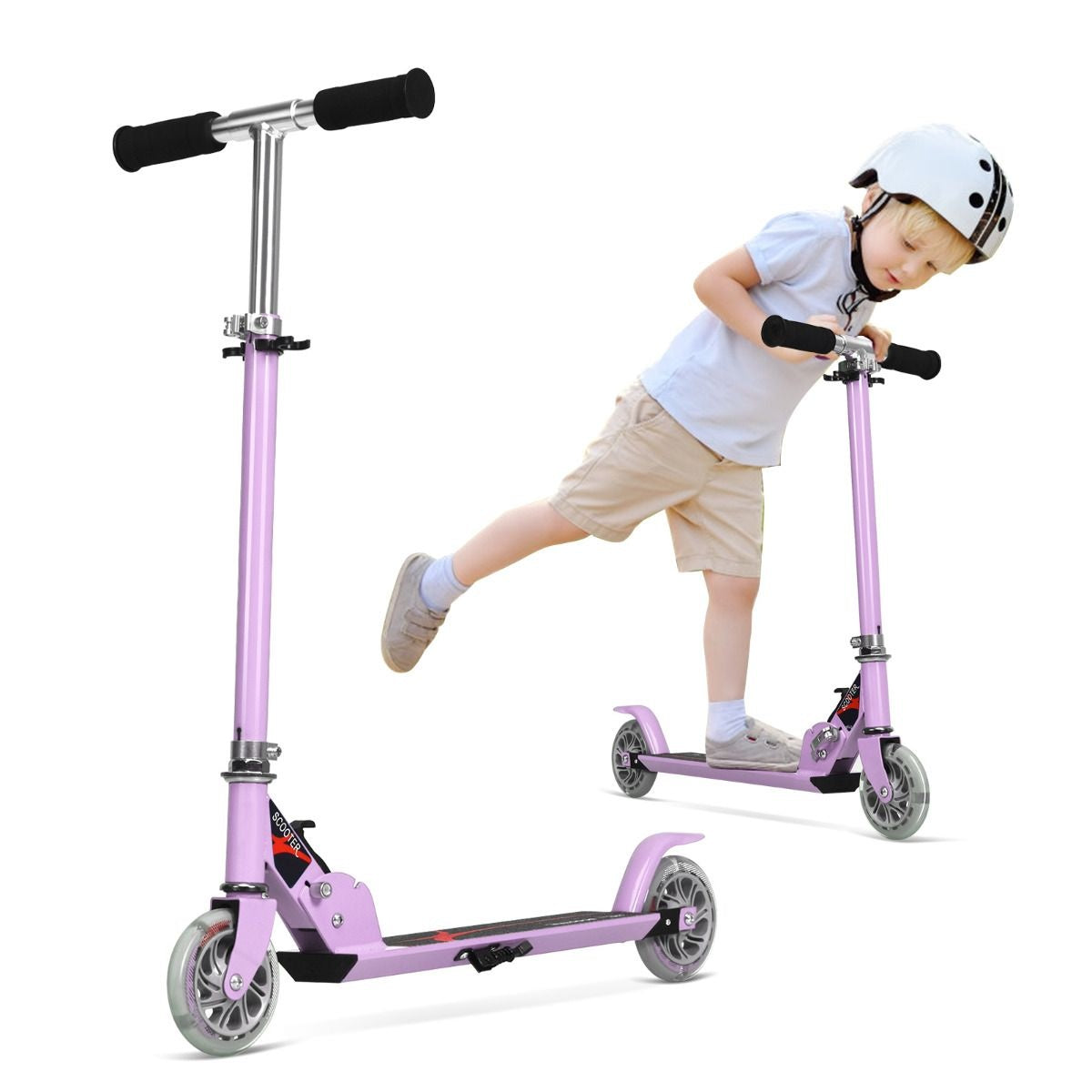 Coast Opvouwbare Step Voor Kinderen - LED Verlichte Wielen - 70 x 10 x 86,5cm - Paars