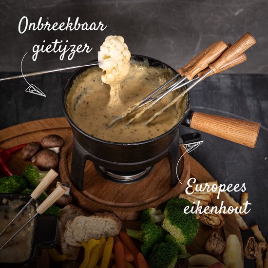 Boska Fondueset Pro L - Kaasfondueset - Voor elk type fornuis - Robuust & onbreekbaar gietijzer - 1,8 liter