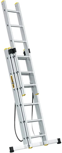 3-delige aluminium ladder 3x6 treden – werkhoogte ca. 4,2 meter – zilverkleurig