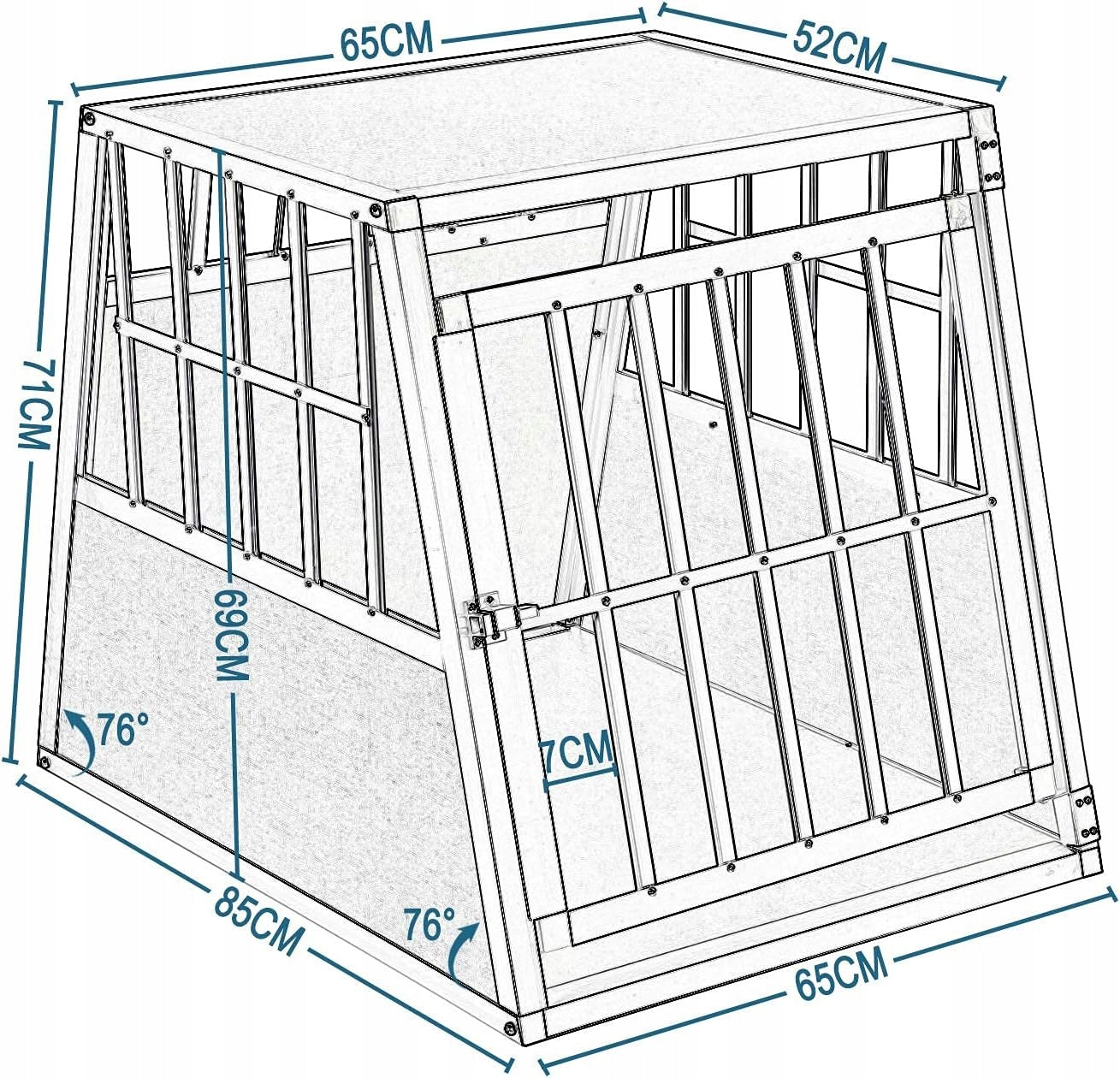 Eugad Aluminium Hondentransportbox XL - Zilver - 85 x 65 x 71 cm