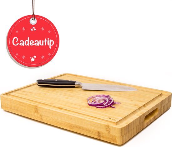 Budu Snijplank Dik Deluxe - Bamboe - 4CM dik - Snijplank Hout - Houten Snijplanken - Snijplank Cadeau - 29,5 x 40 x 4 cm