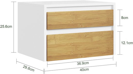 SoBuy FBT175-E-WN - Nachtkastje - Wit - 2 Laden - Push-to-Open - 40x29x25 cm | FBT175-E-WN