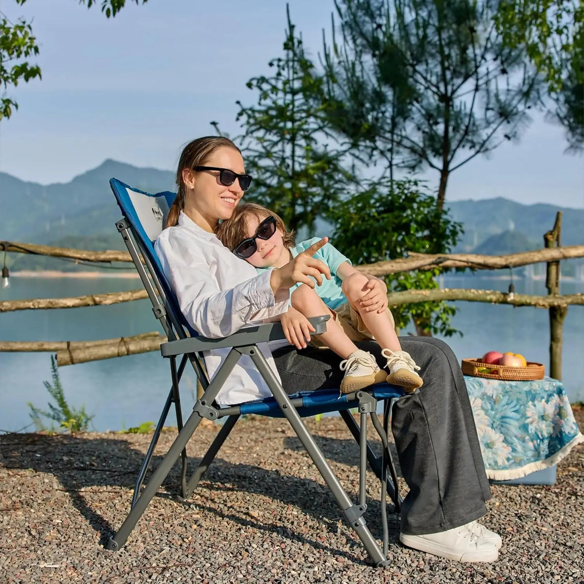Timber Ridge Opvouwbare Kampeerstoel Set van 2 – 260 kg Draagkracht – Blauw – Polyester en Staal