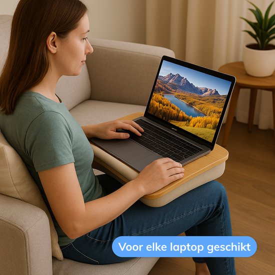 Laptop kussen - Schoot tafel - Verstelbaar - Standaard voor Thuiswerken - Bedtafel - Laptray en Tabletstandaard - Bamboe