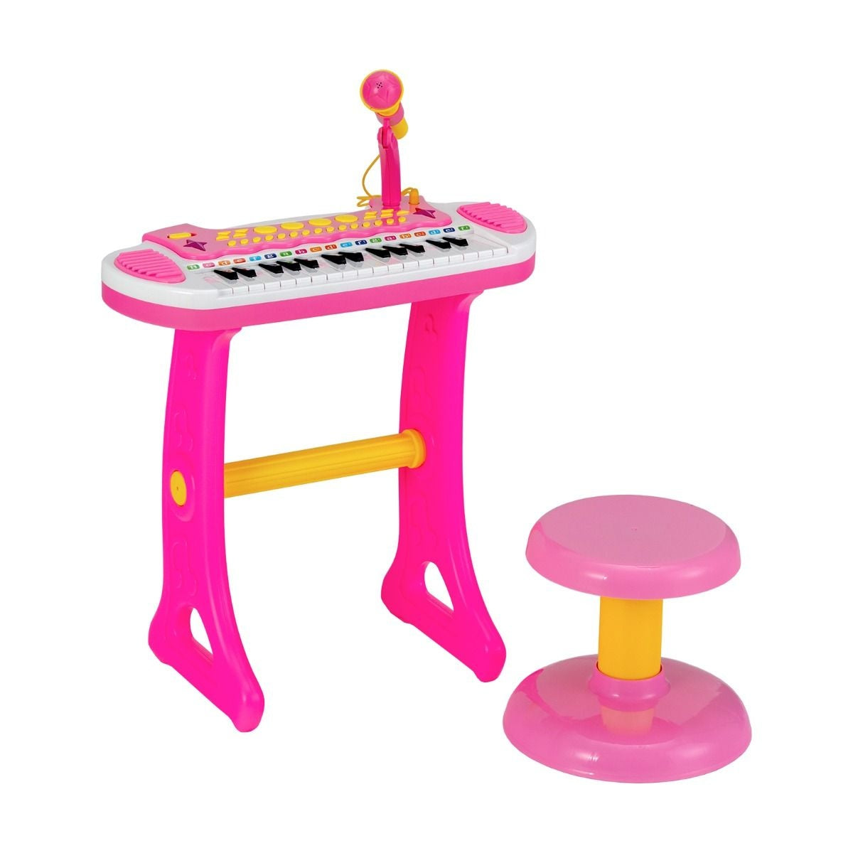Coast Speelgoedpiano met Krukje & Microfoon - Roze - 45 x 23 x 45 cm