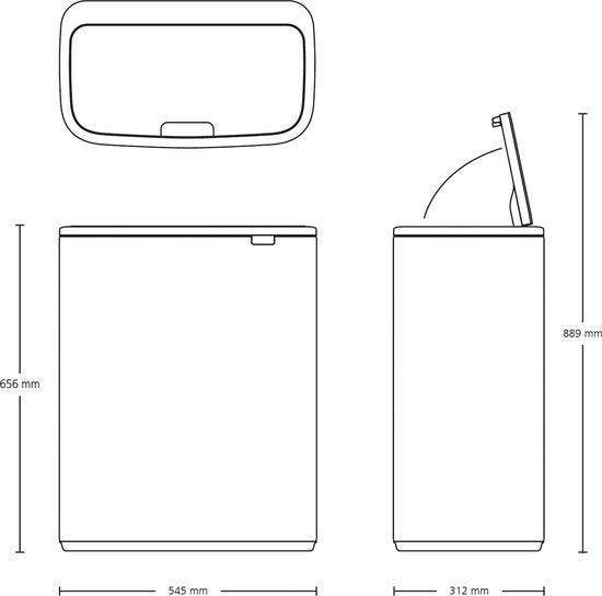 Brabantia Bo Touch Bin Prullenbak - 1 vak - 60 liter - Confident Grey