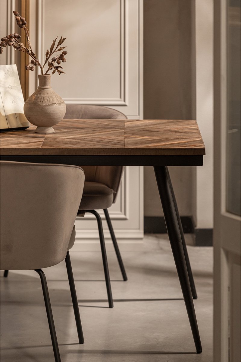WOOOD Rhombic Eettafel - Hout/Metaal - Naturel - 76x180x90 cm