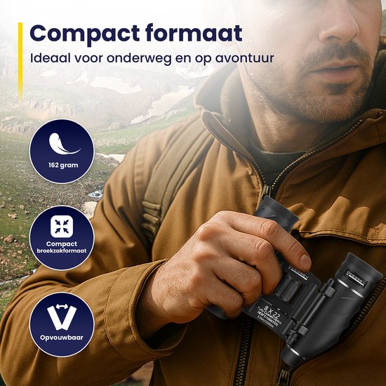 ODESSEY Compacte Verrekijker - met Etui, Onderhoudskit en Telefoonhouder - 8x22 - FMC - BAK-7 - voor Volwassenen & Kinderen