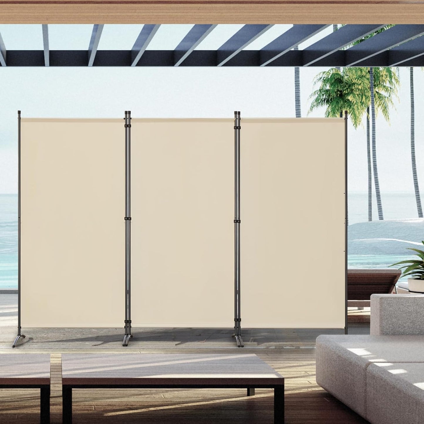 Angel Living Paravent - 3 panelen - opvouwbaar - 243 x 180 cm - beige