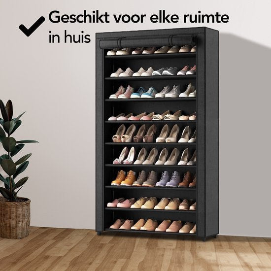 Brixy Schoenenrek XXL - 9-Laags Schoenenkast - Tot 54 Paar Schoenen - 160x100x28cm - Zwart